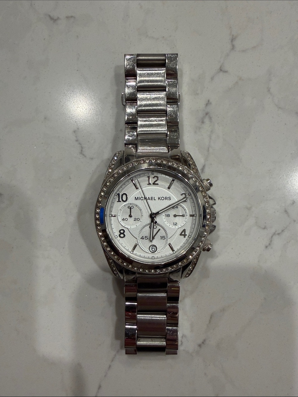 Michael Kors Silver Crystal-Accent Stainless Steel Chronograph Watch